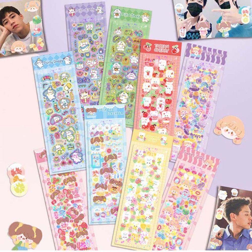 Lanfy Guka Cream Lem Sticker Scrapbooking Stiker Stationery Stiker Alat Tulis Siswa Lengkap Kotak Penyimpanan Bahan Akun Tangan Diy Bahan Storage Box Guka Sticker Set