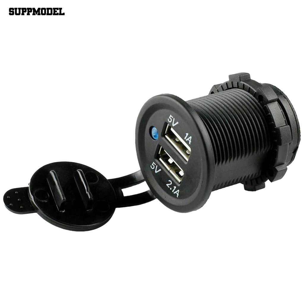 Suppmodel Colokan Charger Mobil Tahan Air Untuk Perahu 5V 3.1A Soket Adaptor Daya Ponsel USB Ganda Universal