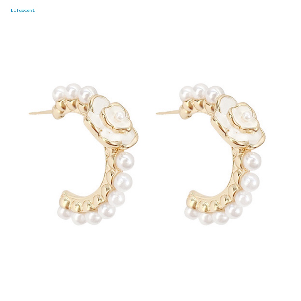 Lilyscent 1pasang Anting Lingkaran Bebas Burrs Perhiasan Fashion Mewah Elegan Stud Earrings Temperamen