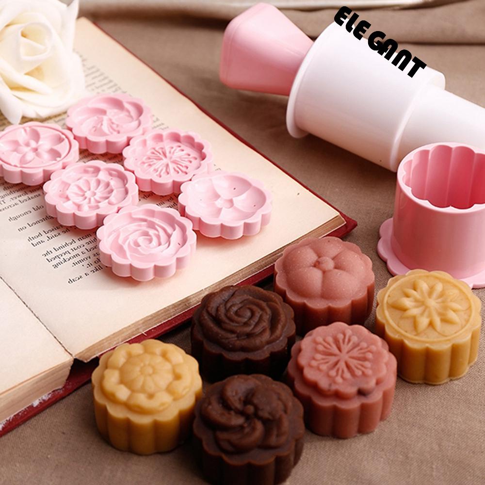 [Elegan] Cetakan Kue Bulan Moon Cake Hand Press Mid-Autumn Festival Moon Cake Alat Pastry Rumah Plastik