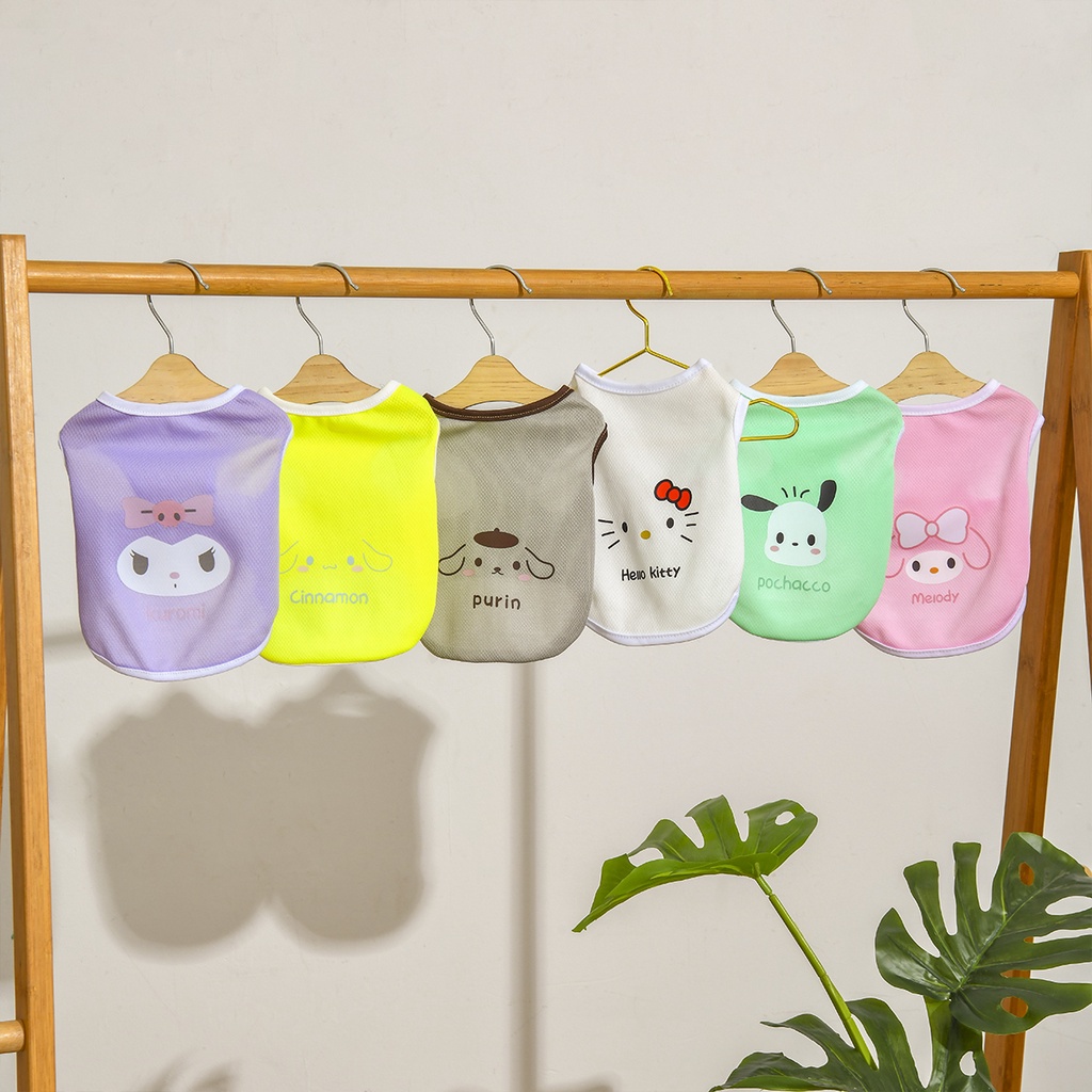 Pakaian Anjing Tipis Musim Panas Dingin Bernapas Tank Top Warna Permen Seri Sanrio Coolommy Dicetak Baju Kucing Dan Anjing