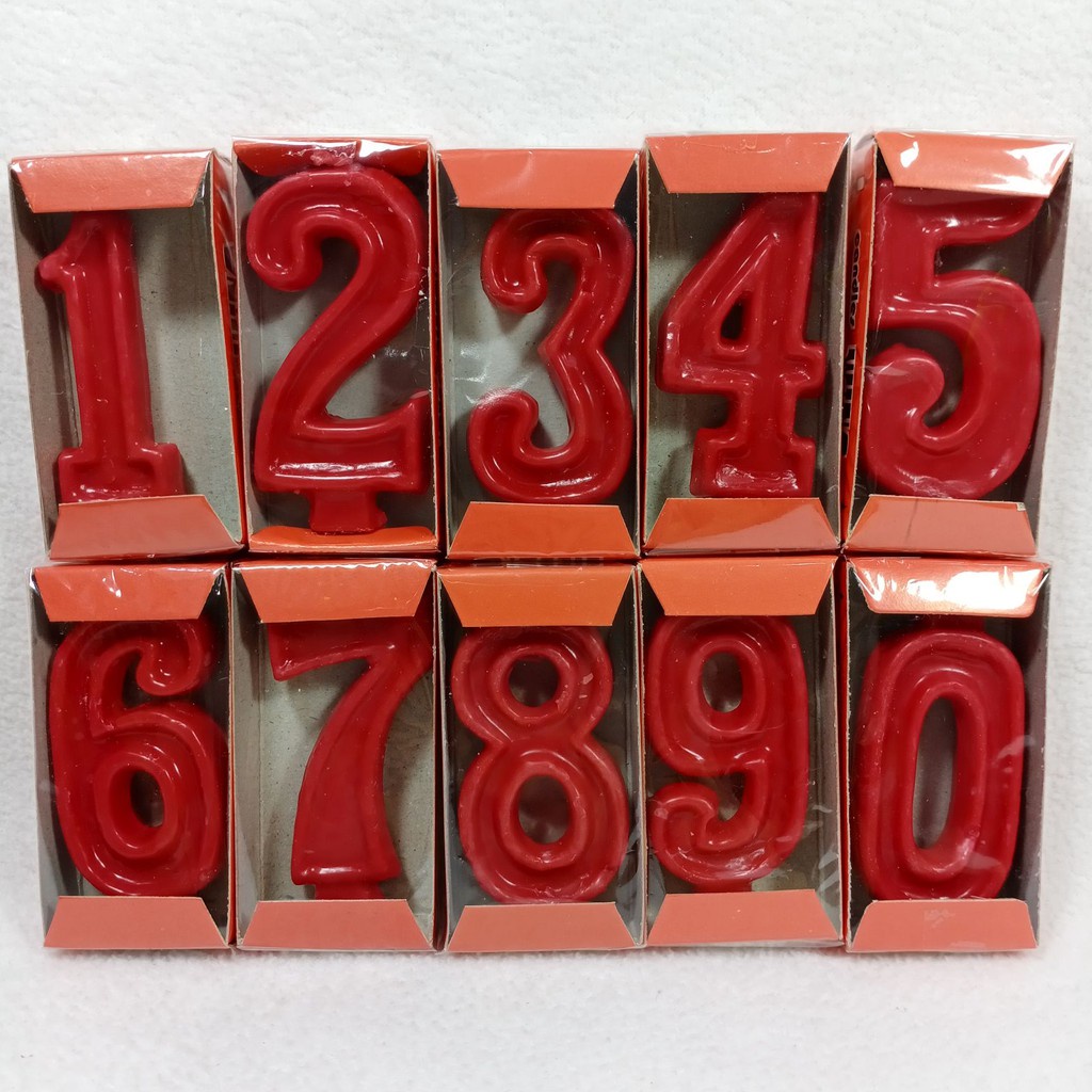 Lilin Ulang Tahun Angka 0 - 9 Birthday Candle Numeric Warna Merah Murah - LPM Shop