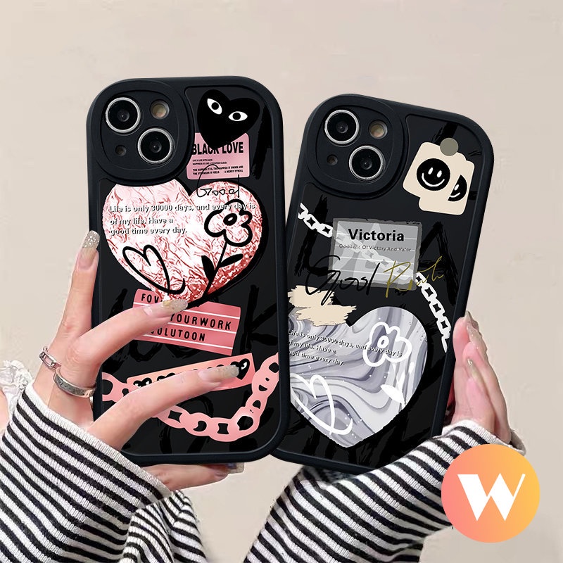 Ins Graffiti Love Heart Smile Case Infinix 10 9 Play Hot 10s 11s 11 10T Smart 5 6 Hot 10 Lite Note 8 Comme des Garcons Trendy Brand Soft Tpu Phone Cover