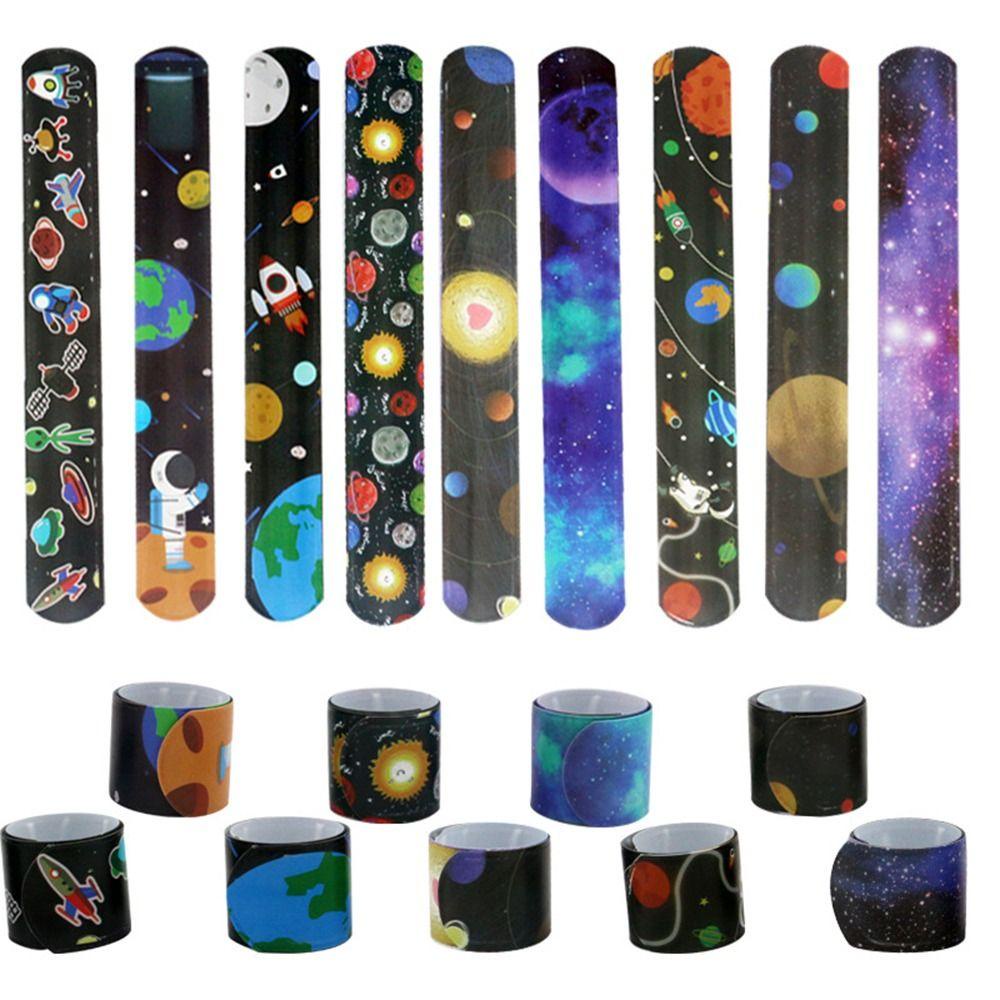 Lanfy 5pcs Space Slap Bracelet Untuk Anak Lucu Shake Gelang Perlengkapan Pesta Dekorasi Pesta Tangan Tepuk Lingkaran