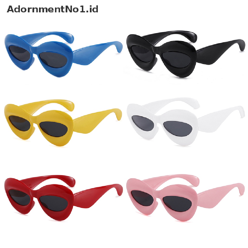 [AdornmentNo1] Unik Permen Warna Sexy Bibir Y2k Kacamata Hitam Untuk Wanita Baru Kacamata Matahari Pria Punk Eyewear Hip Hop Shades [ID]