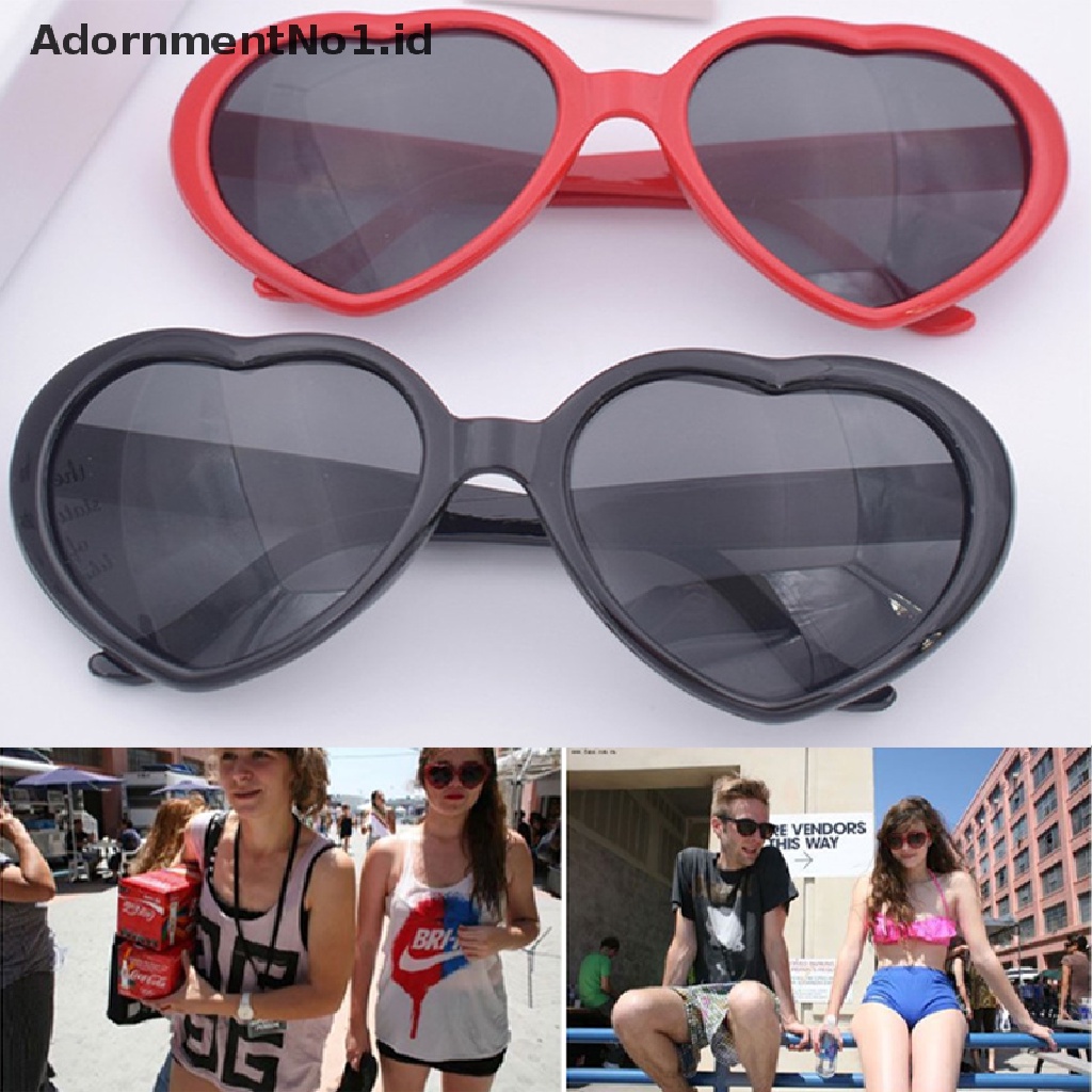 [AdornmentNo1] Fashion Love Bentuk Hati Wanita Kacamata Hitam Melindungi Mata Praktis Unisex Eyewear [ID]