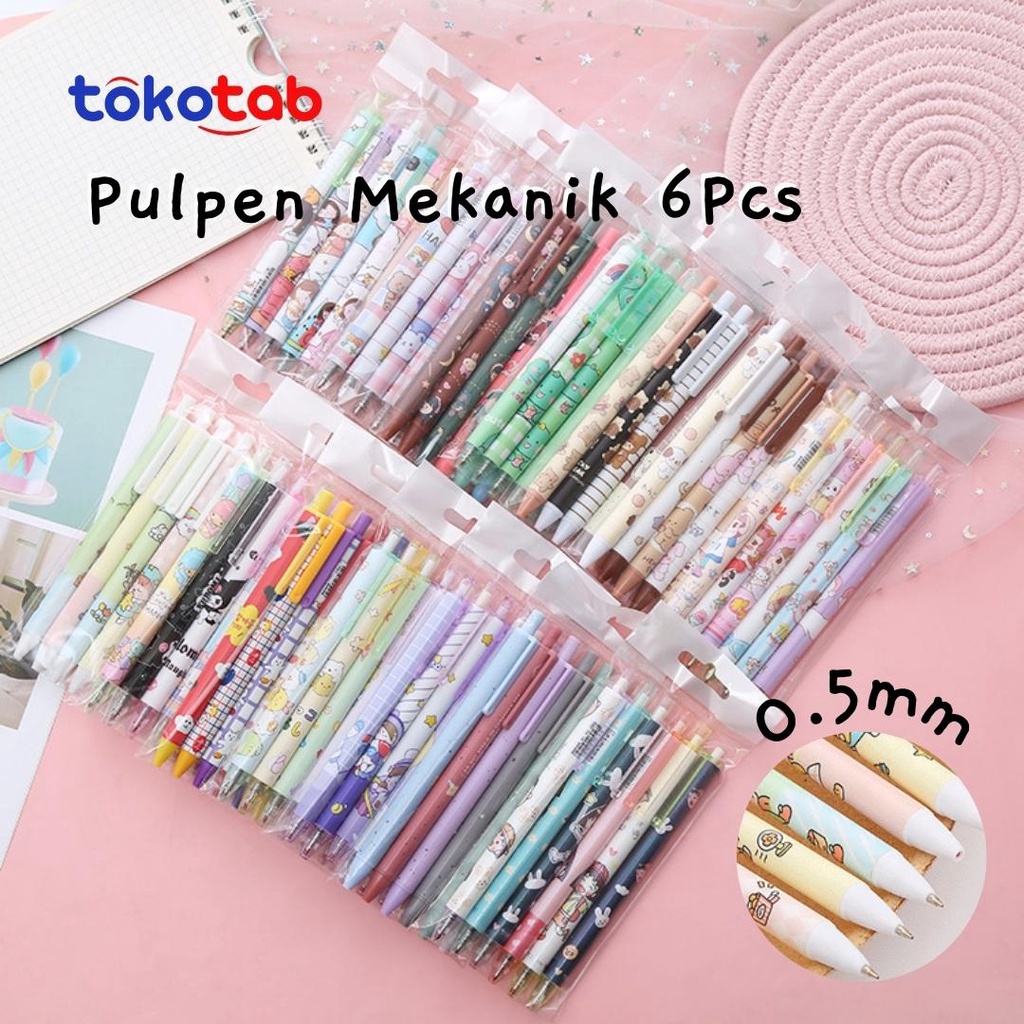 

Tokotab - 6Pcs Pulpen Gel Mekanik 0.5mm / Ballpoint Mekanik 6 Pcs Tekan Gel Pena Pena Alat Tulis Kantor