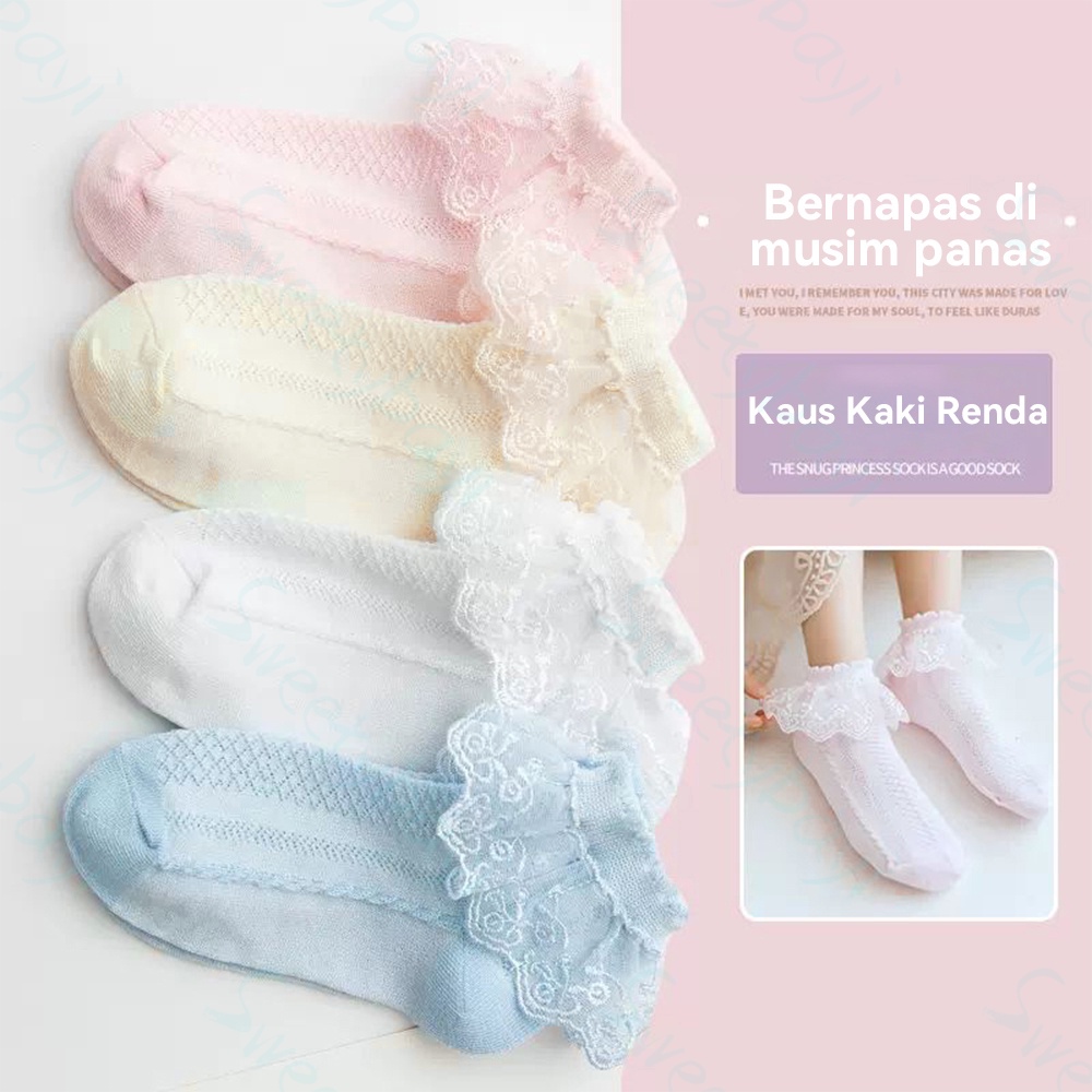 SweetyBayi Kaos kaki renda anak perempuan Kaos kaki pesta anak katun Kid socks