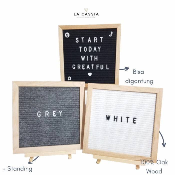 

Terlaris Letter Board Baby Felt Wood 25X25Cm Black White