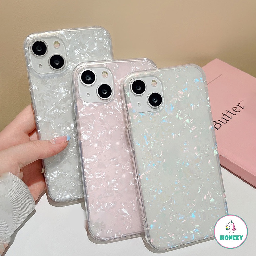 Casing Ponsel Marmer Shell Dream Glitter Untuk iPhone 13 Pro 12 11 Pro Max XR XS Max X14 Plus Cover Silikon Lembut Motif Keong