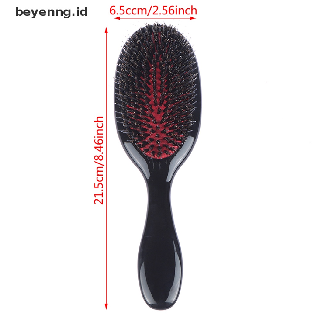 Beyen Boar Fur &amp; Nylon Hair Brush Oval Sisir Dayung Anti Statis Pijat Kulit Kepala ID