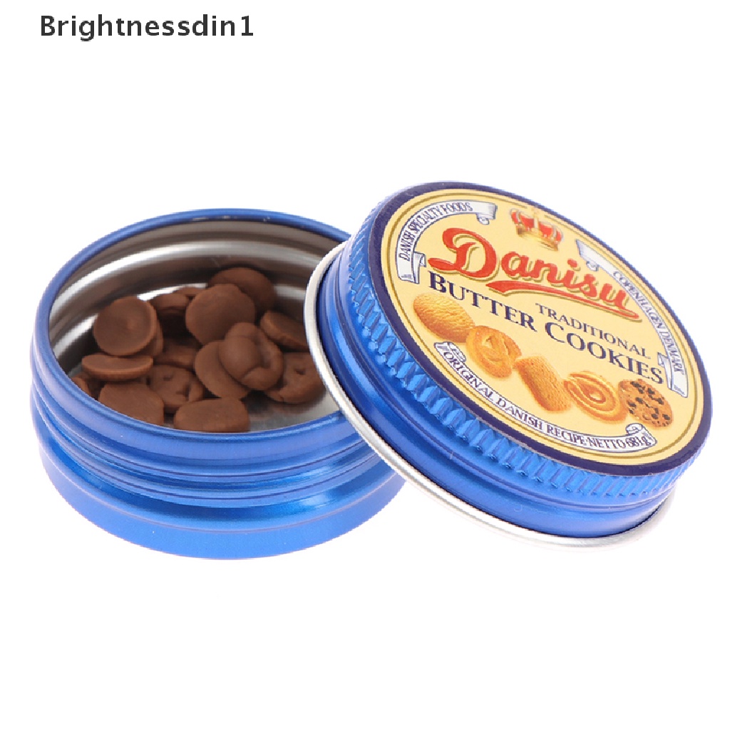 [Brightnessdin1] 1: 12rumah Boneka Miniture Dessert Cookies Cookie Tin Boneka Makanan Mainan Aksesoris Butik