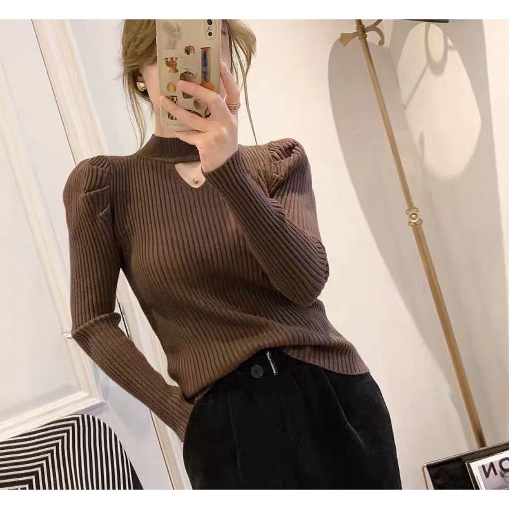 TELLY ➡️ BJ-011 Atasan Wanita Korean Style Lengan Panjang Turtleneck Rajut Import Premium