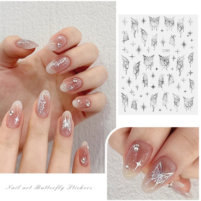 Siy 6lembar Stiker Kupu-Kupu Cair Butterfly Nail Art Stiker Kuku Decals Manicure Aksesoris DIY Dekorasi Kuku