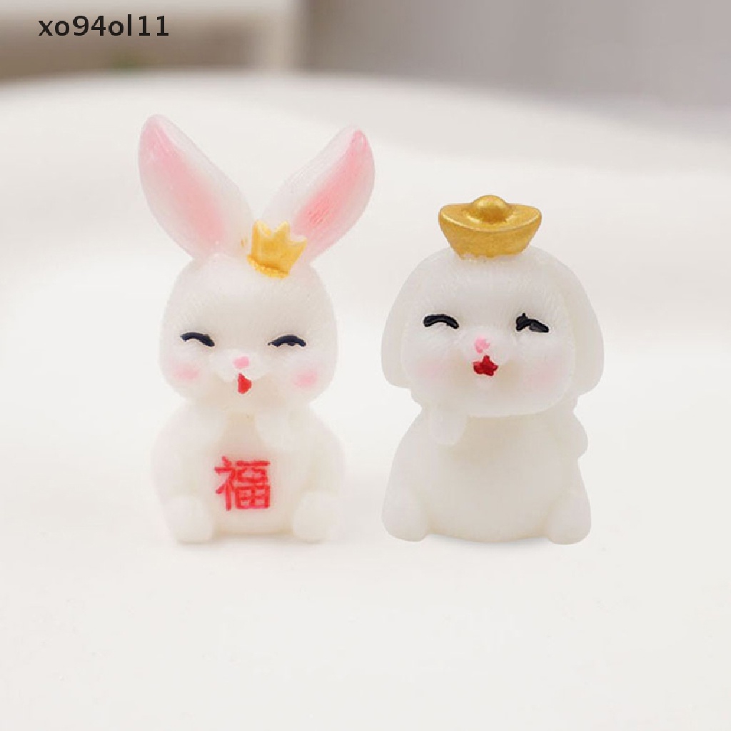 Xo 10Pcs Lucu Mini Luminous Resin Bunnies Ornamen Miniatur Angka Kelinci Micro OL