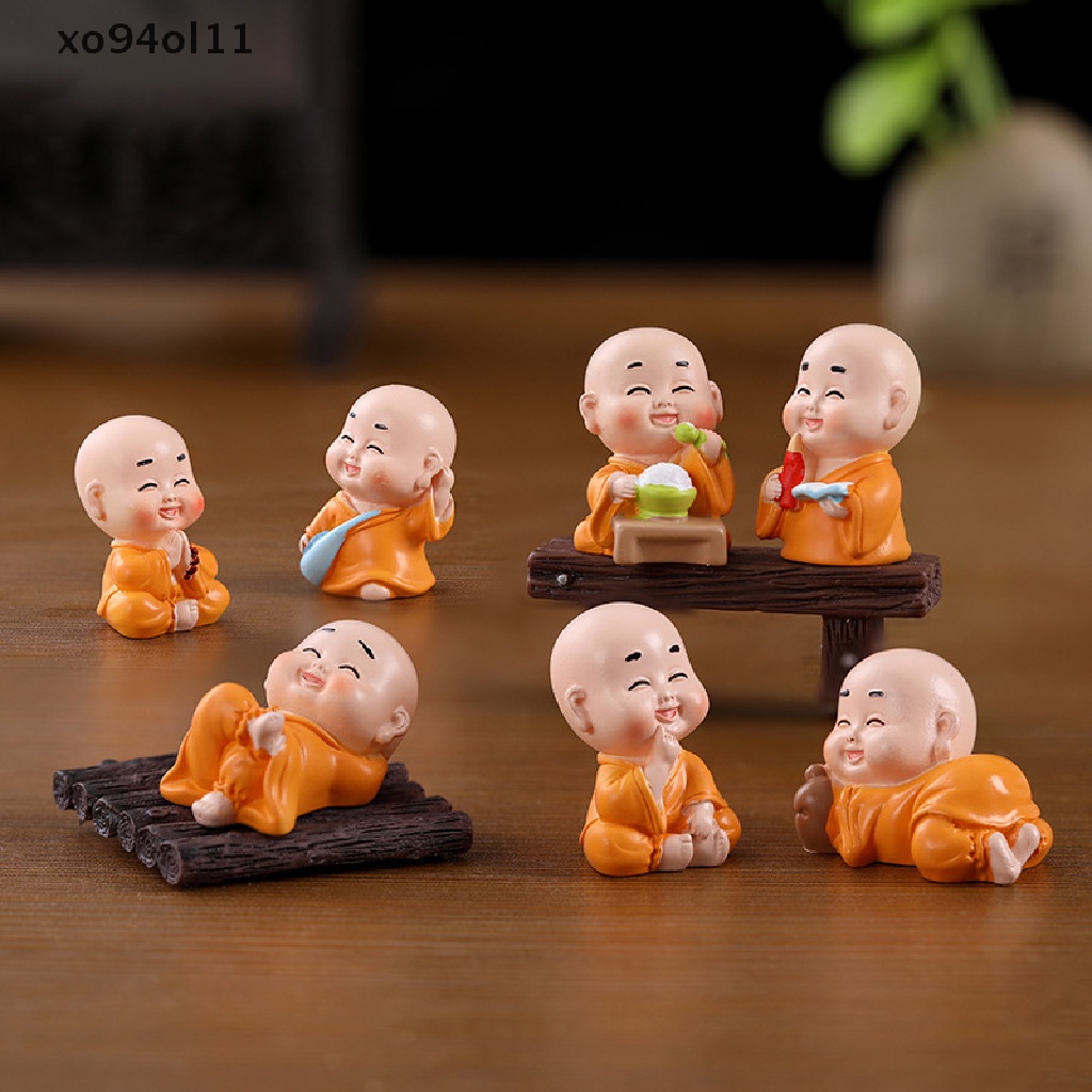 Xo Miniatur Patung Biksu Buddha Ornamen Lanskap Mikro Dekorasi Mobil Rumah OL