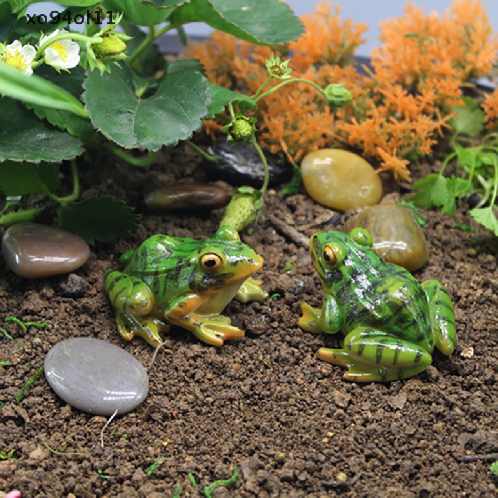 Xo Katak Lucu Mini Resin Kerajinan Taman Peri Miniatur DIY Dekorasi Lanskap Mikro OL