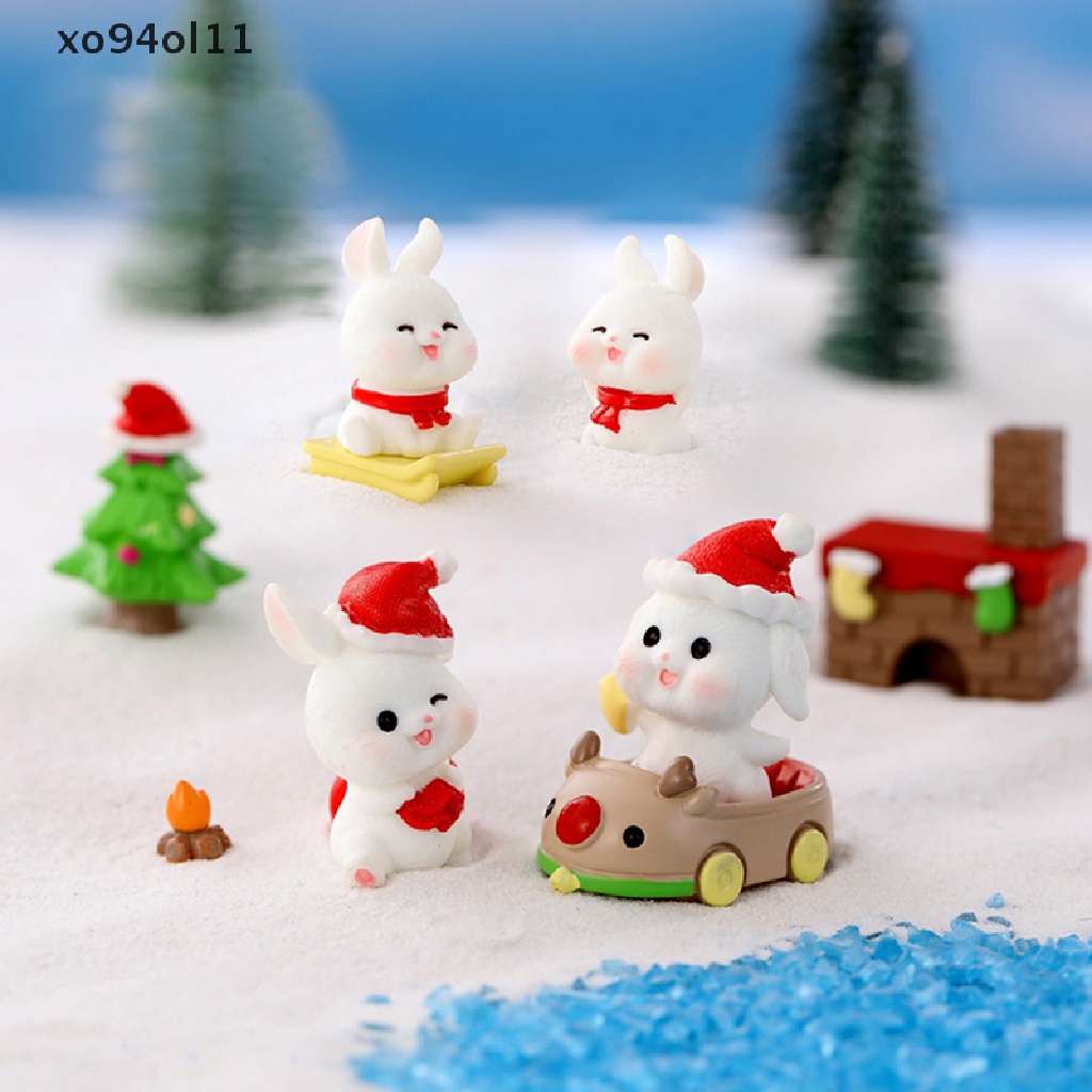 Xo Miniatur Ornamen Kelinci Natal Lucu Micro Landscape Bunny Untuk Dekorasi Rumah OL