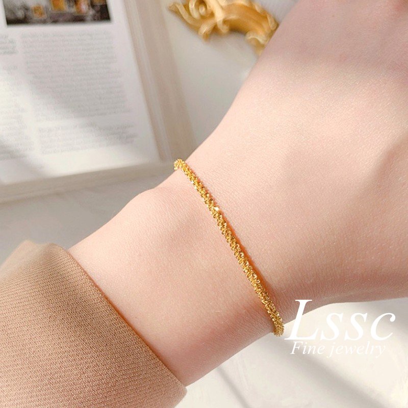 Gelang Kaki Titanium Emas 18K Mewah Cantik Keberuntungan Korea Anti Karat Aksesoris Wanita Perhiasan