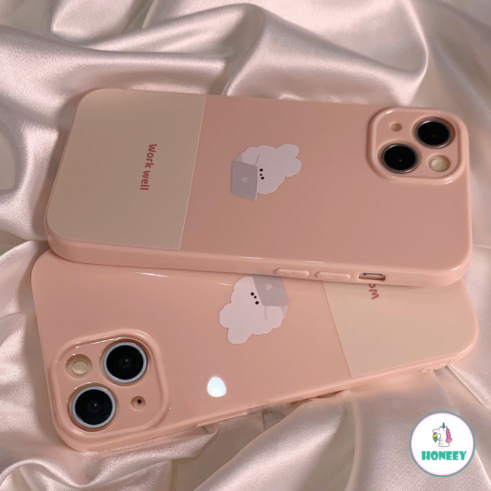 IPHONE Honey Powder Pillow Dog, Casing Ponsel Kelinci Kerja Untuk Iphone14 13 12 11 Pro Max14 Plus Sarung Casing TPU Nyaman