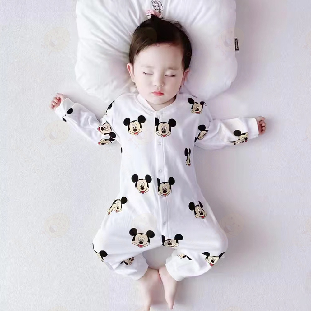 Lacoo Jumpsuit panjang bayi kaki buka cotton Jumper bayi baju tidur bayi anak Piyama bayi Sleepsuit baby newborn