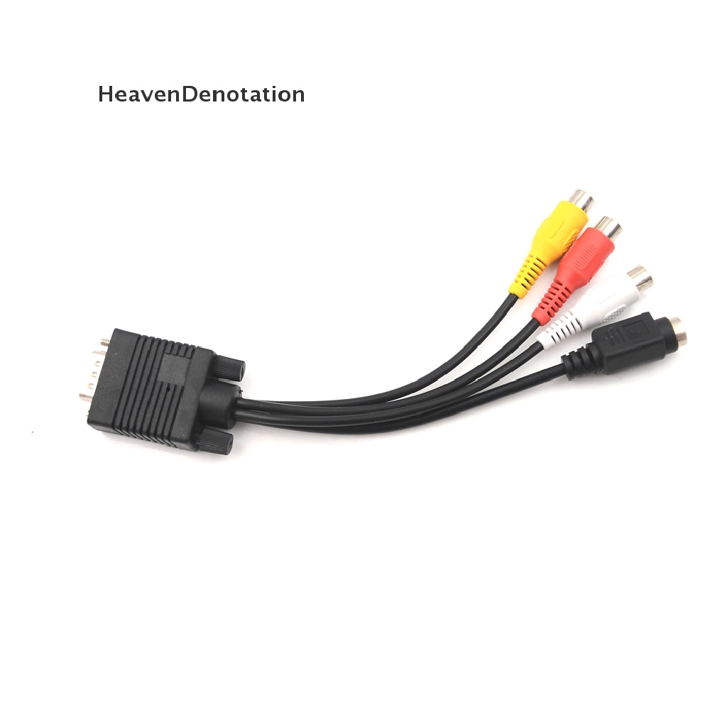 [HeavenDenotation] 1pcs Kabel Video Laptop PC HDTV Konektor VGA Male Ke S-Video 3konverter Jack RCA HDV