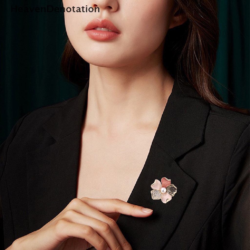 [HeavenDenotation] Fashion Kristal Berlian Imitasi Mutiara Bunga Bros Pin Wanita Gadis Anti-exposure Brooch HDV