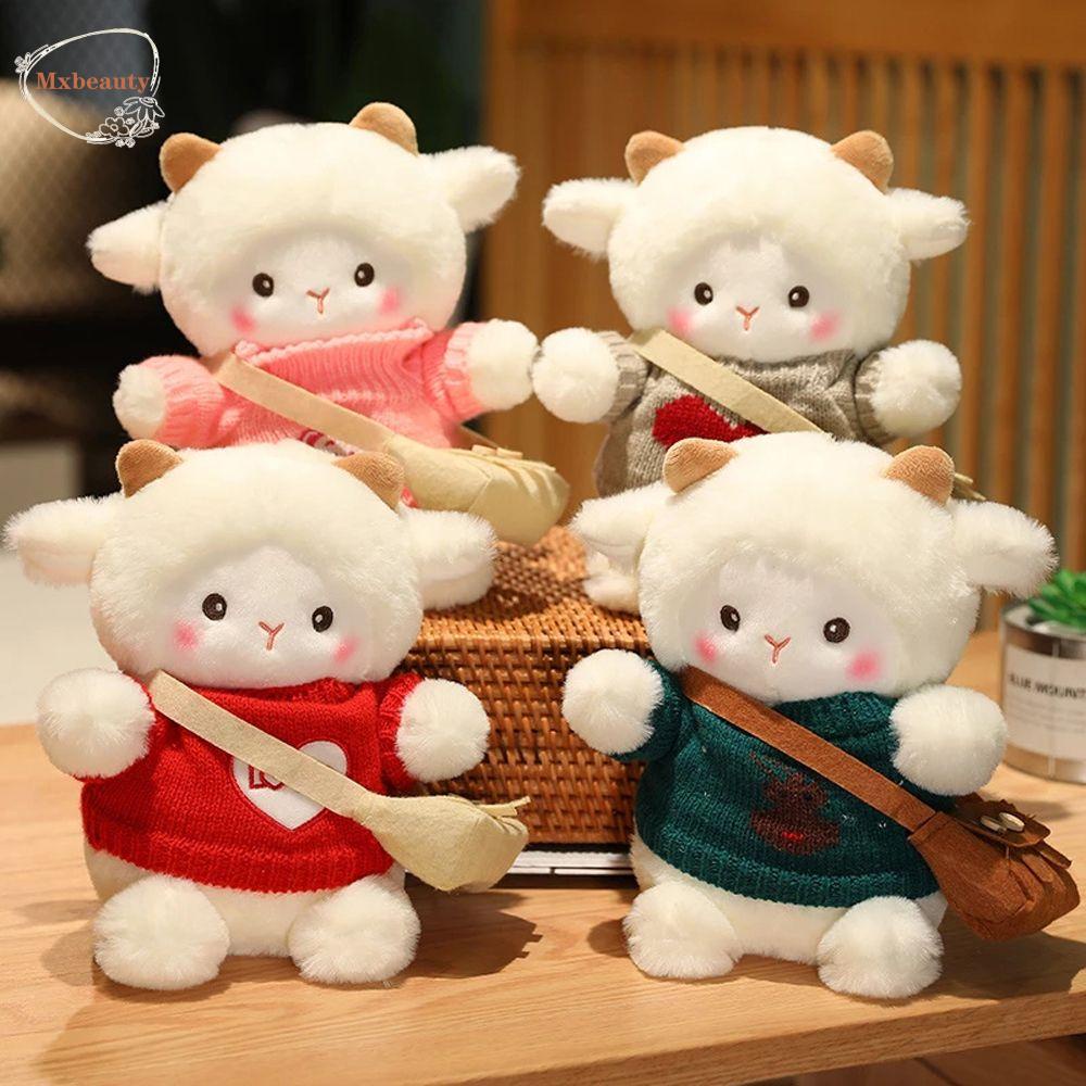 Mxbeauty Domba Kecil Mainan Mewah Mainan Anak Boneka Plushie Yang Indah Tas Selempang Boneka Hewan Kartun Boneka Sweater Domba Sheep Stuffed Toy