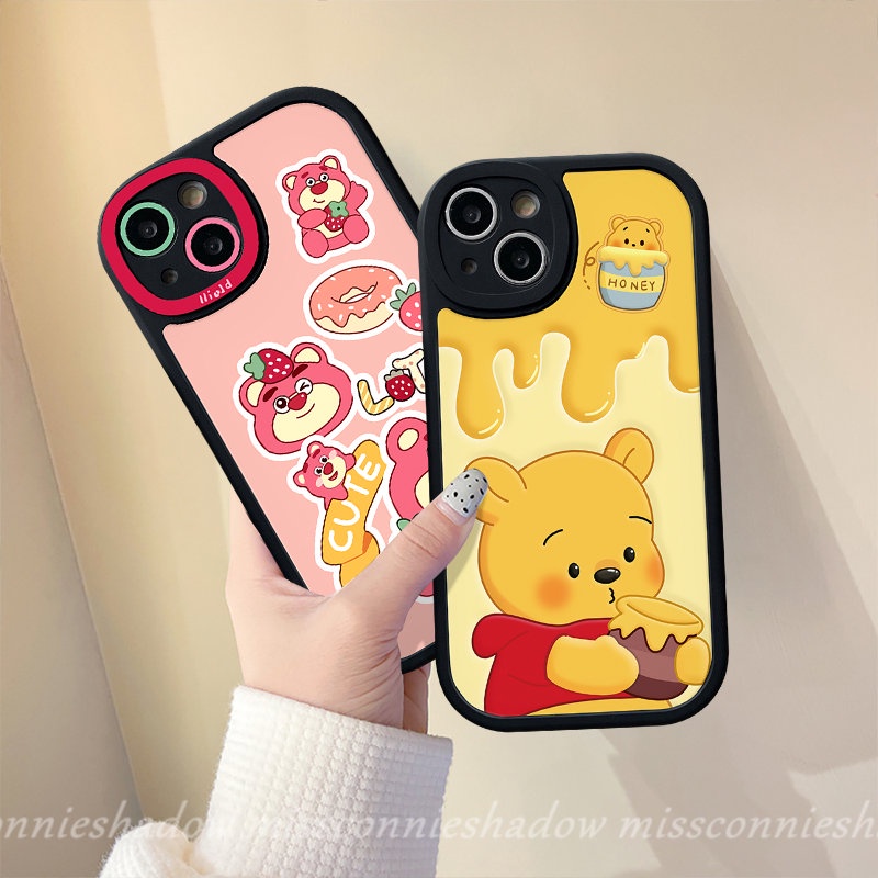 Casing Pasangan Untuk Hot10 9 11 Play Hot10 Lite Infinix Smart5 6 Hot 10T 10s 11s Infinix Note8 Fashion Kartun Strawberry Bear Manyo Cute Winnie The Pooh Shockporoof Soft Tpu Case