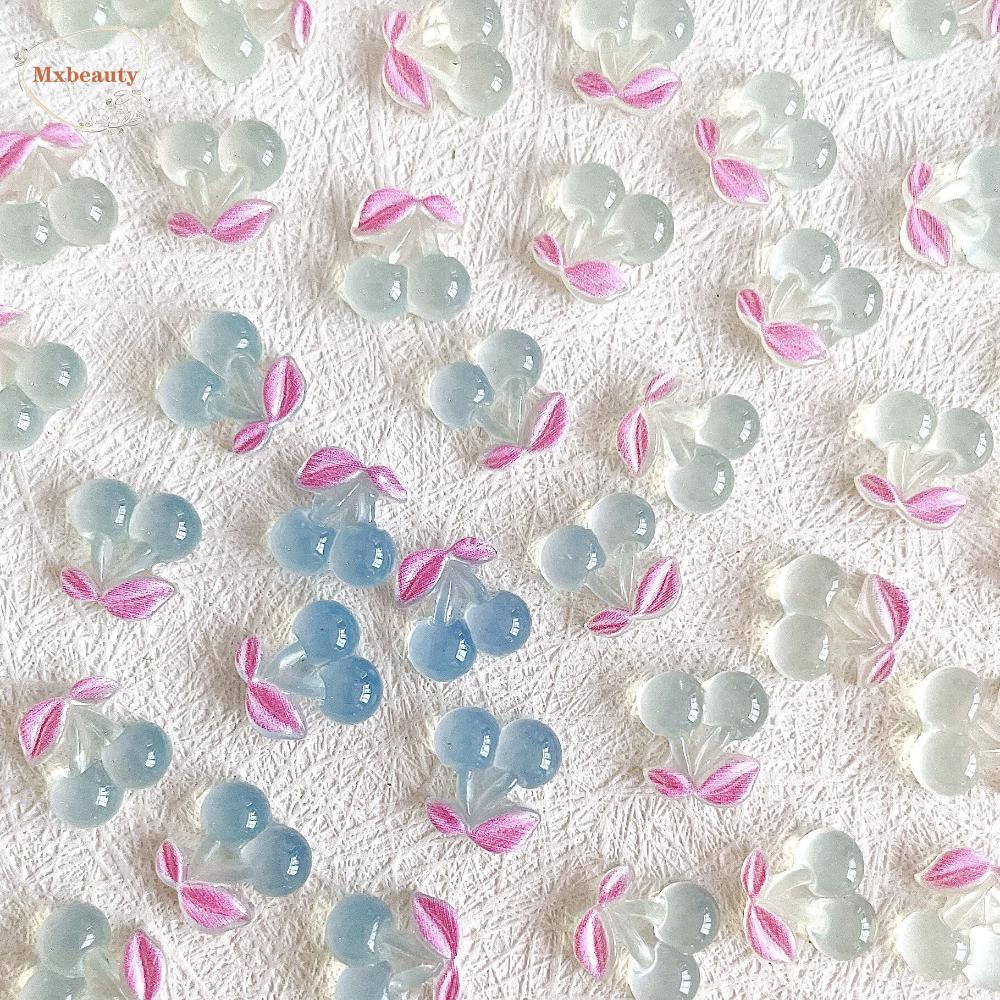 Mxbeauty Kristal Nail Art Perhiasan Lucu Tulip 3D Aksesoris Kuku Cherry Peach Nail Drills Phones Patch Buah Dekorasi Kuku