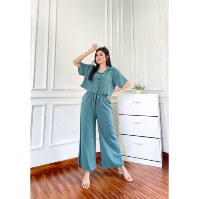 FUJI SET CROP ONE SET WANITA CRINGKEL AIRFLOW