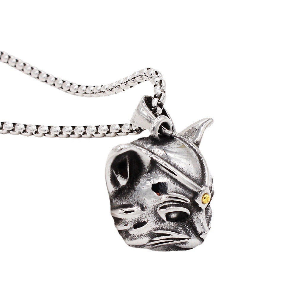 [X C Kalung] Hip Hop Punk Gothic Vintage Perak Wanita Kucing Kalung Titanium Steel Liontin Rock Pesta Perhiasan Fashion