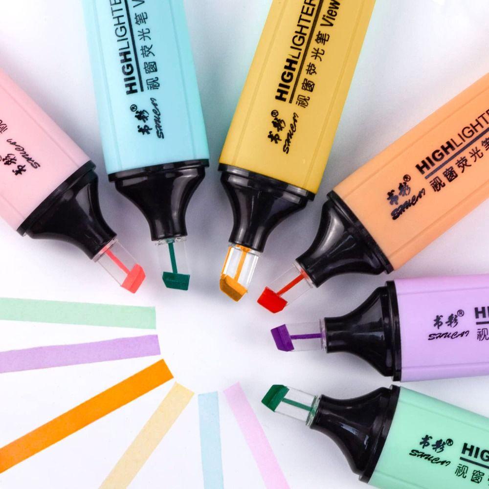 Nanas 6Pcs Pastel Stabilo Kreatif Dengan Tip Tampilan Jernih Fluorescent Pen Marker Pen