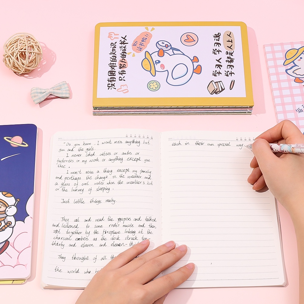 Anak-anak Kartun Kawaii Buku Tulis Notebook/Bunga Dicetak Ultra-Tipis Persegi Portabel Siswa Buku Pekerjaan Rumah