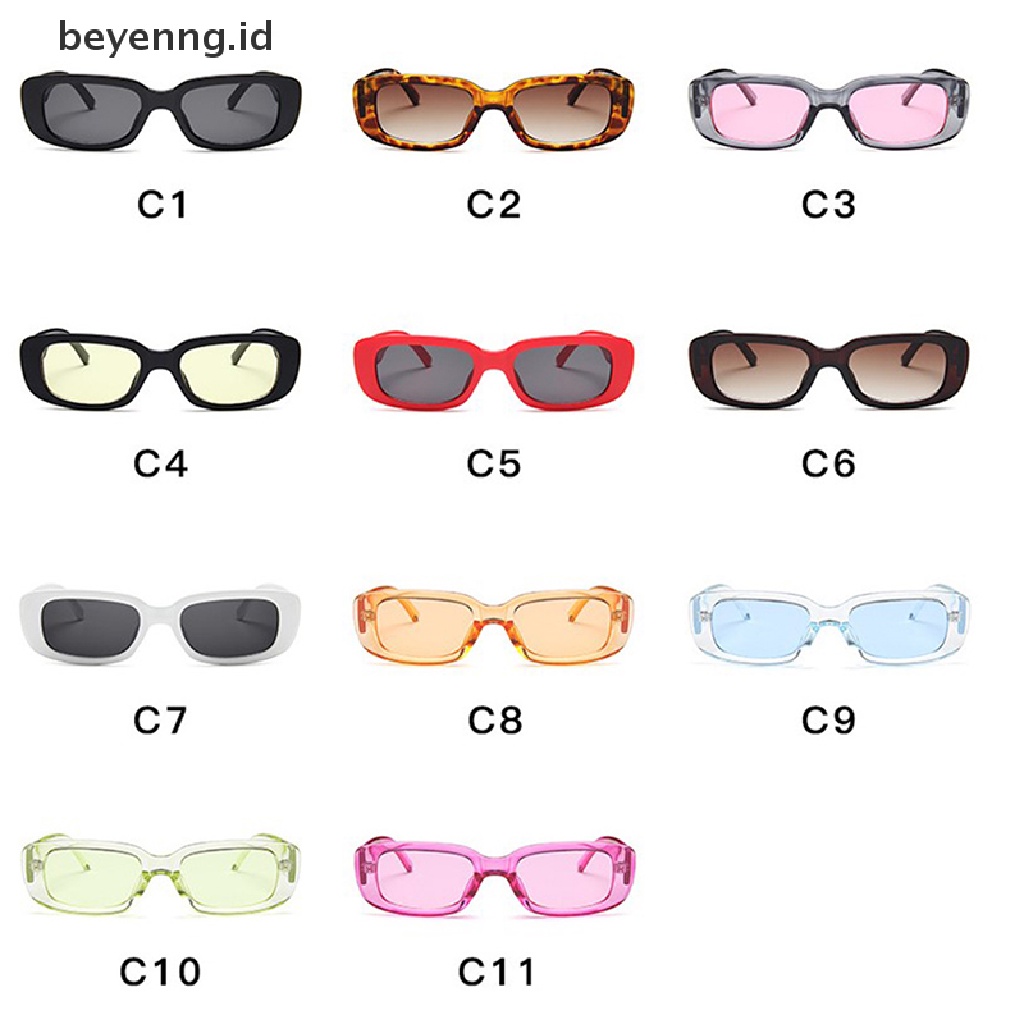 Beyen Vintage Square Sunglasses Kacamata Bingkai Persegi Panjang Kecil Wanita Fashion ID