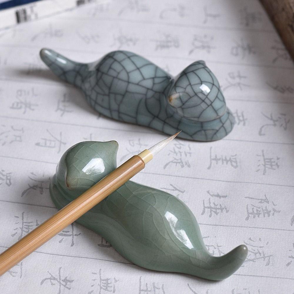 Lanfy Ceramic Pen Rest Chinese New Trendy Artis Perlengkapan Seni Penmanjaan Mahasiswa Kaligrafi Pen Holder