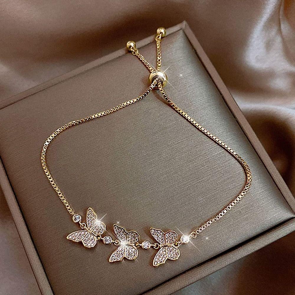 Lily Butterfly Bracelet Hadiah Elegan Bangle Rantai Pergelangan Tangan