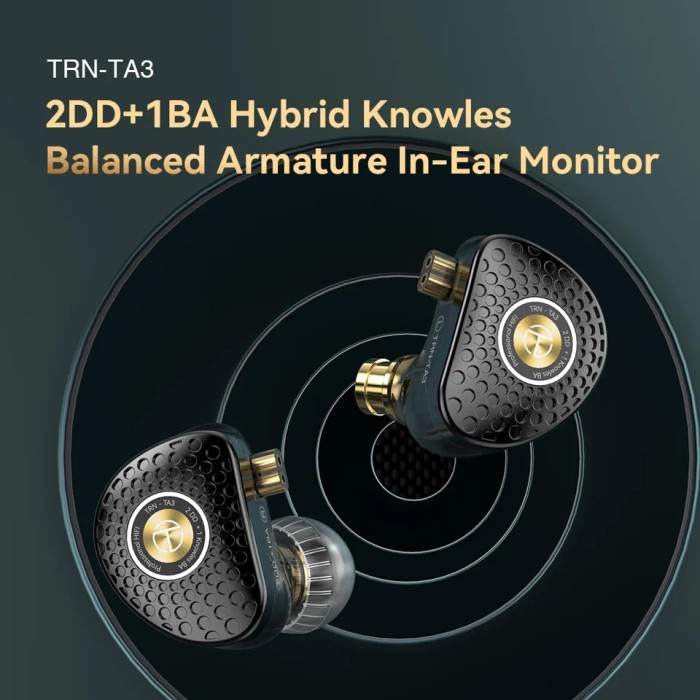 TRN TA3 with Mic 1BA+2DD Knowles Hybrid Beryllium Plated Earphone HIFI