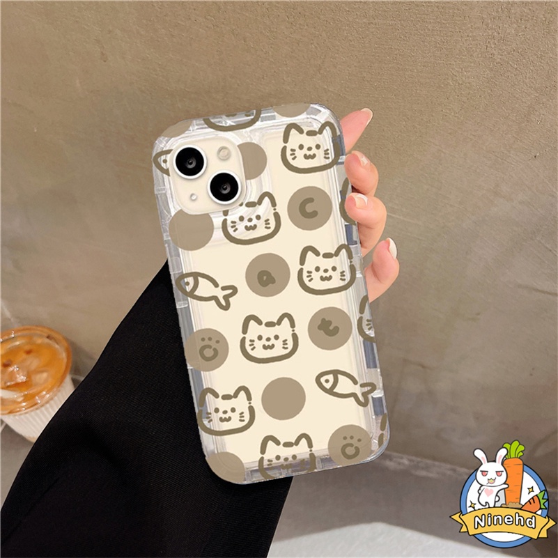 Redmi 12C A1 A1+10C 10A 10 9A 9C 9T Note 11 11s 10 10s 9 9s Pro Xiaomi 11 Lite Poco X3Pro Casing Ponsel Motif Ikan Kitty Lucu Simple Bening Shockproof Lembut Halus Cover Pelindung