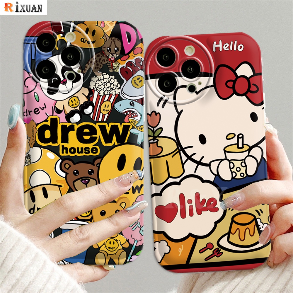 Realme C55 Realme 10 C11 2021 C33 C35 C31 C21Y C25Y C15 C12 C25 C20 5S 5 5i 6i 8i C3 C2 C1 Narzo 50A Keren Drew House Smiley Bear Hello Kitty 3D Vision Air Cushion Soft Case RIXUAN