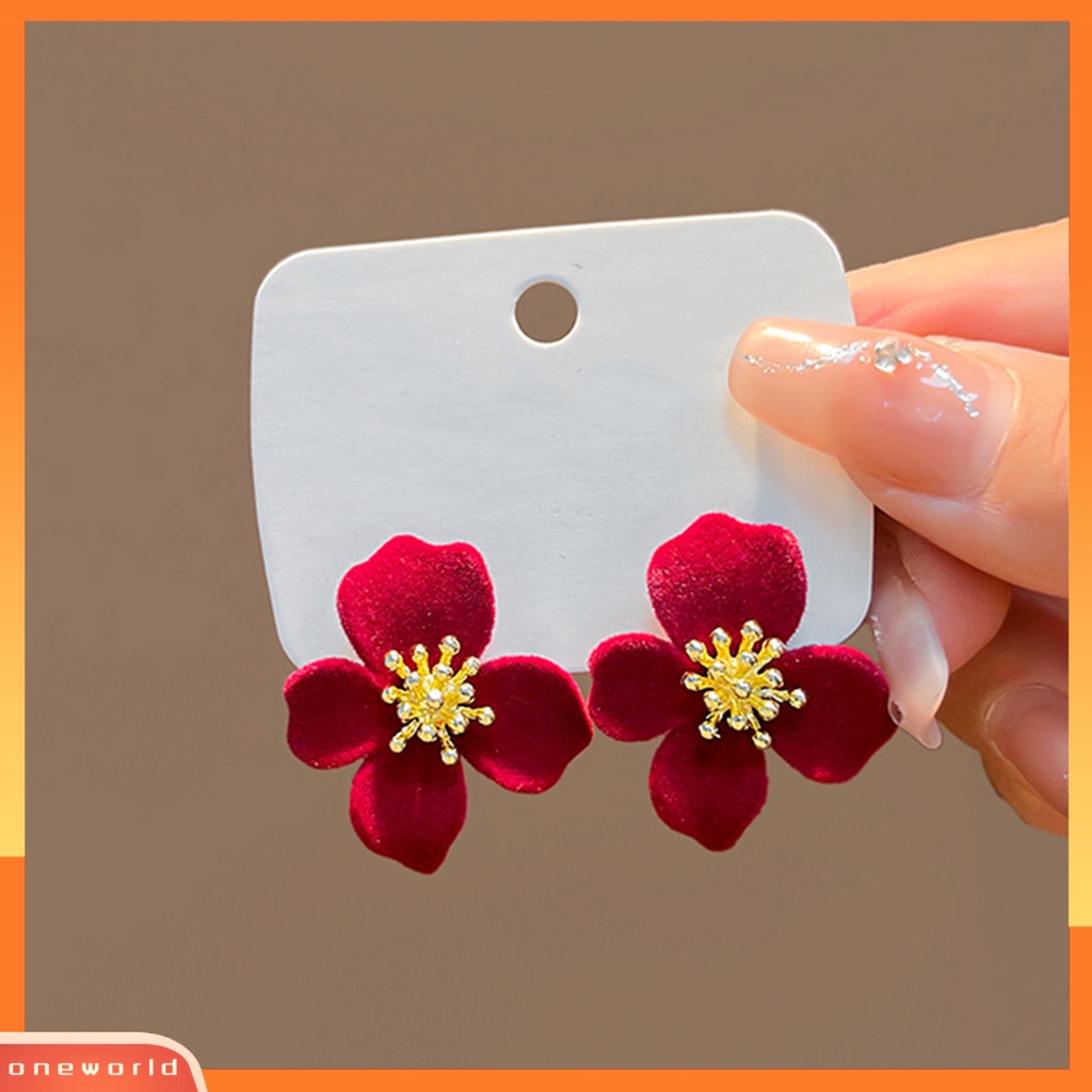 [EONE] 1pasang Anting Pejantan Motif Geometris Gaya Cina Temperamen Liontin Electroplating Dekorasi Fashion Item Merah Meriah Anting Perempuan Aksesoris Pakaian