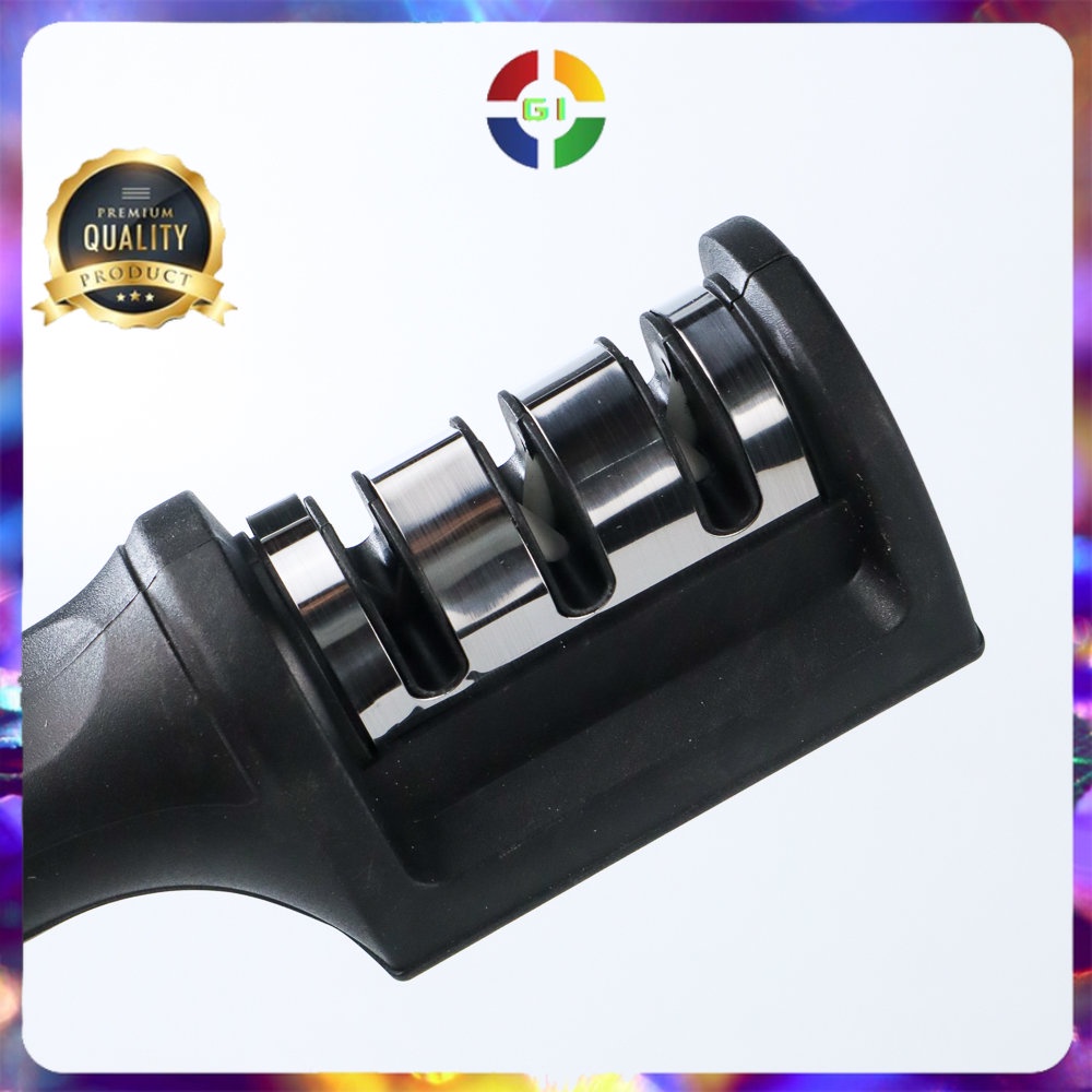 Pengasah Pisau Dapur Knife Sharpener 3 Slot Black