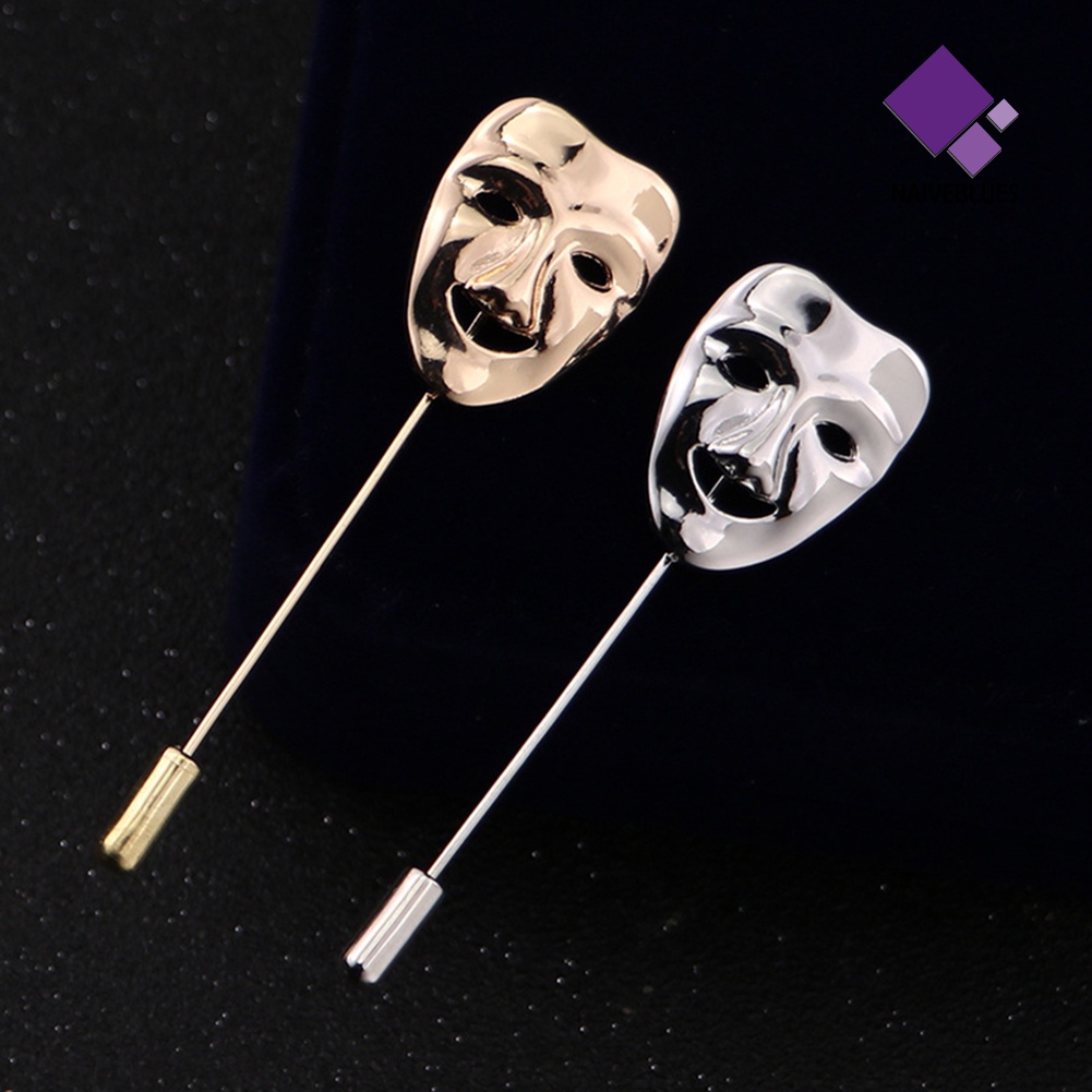 &lt; Naiveblues &gt; Creative Man Mask Alloy Bros Pin Pesta Kerah Jas Gaun Dekor