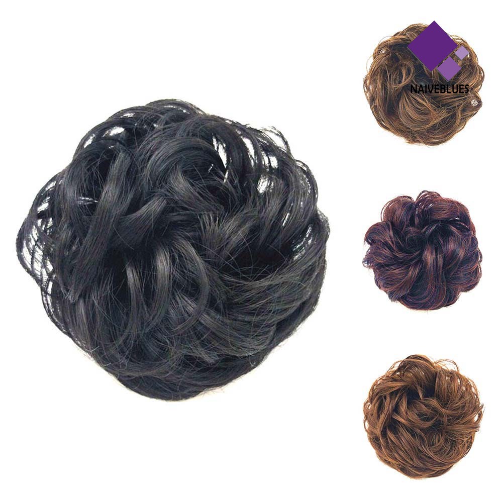 &lt; Naiveblues &gt; Wanita Elastis Rambut Bun Ponytail Extension Messy Chignon Hairpiece Aksesori