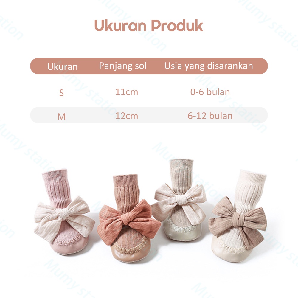 Mumystation Kaos kaki Bayi Pita Bow Anti Slip Sepatu Bayi Prewalker Shoes Baby Girl