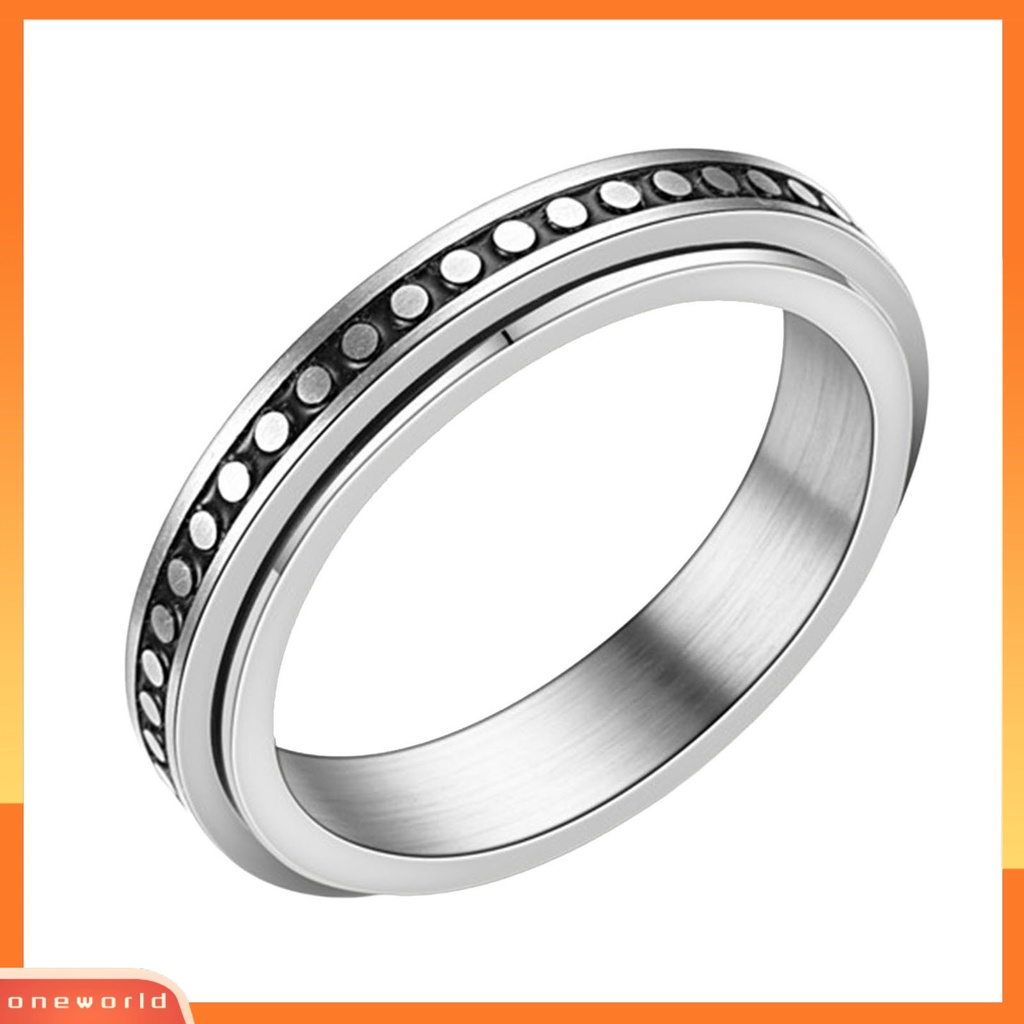 [EONE] Cincin Unisex Geometris Artistik Titanium Steel Cincin Jari Luar Yang Dapat Diputar Untuk Pesta