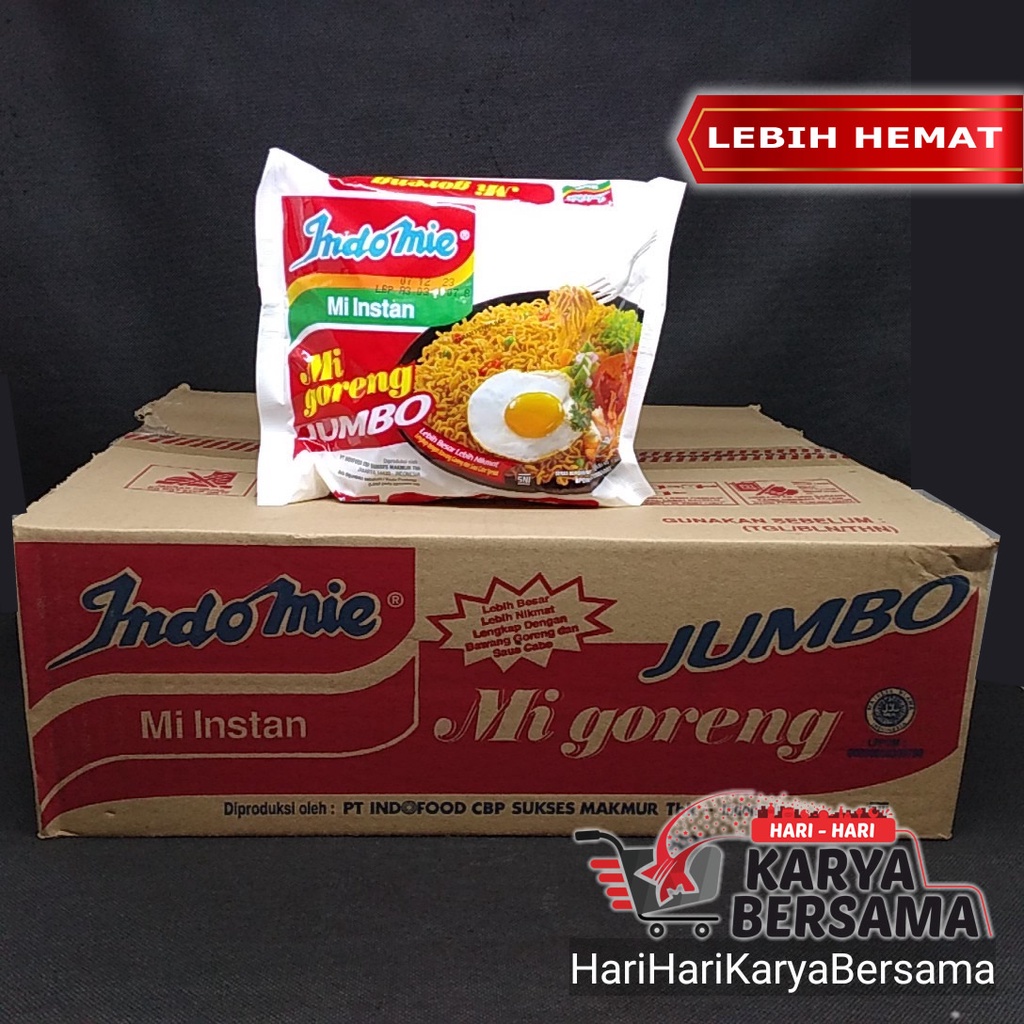 

MIE INSTAN INDOMIE MIE GORENG JUMBO ISI 24 PCS X 129GR - PER KARTON