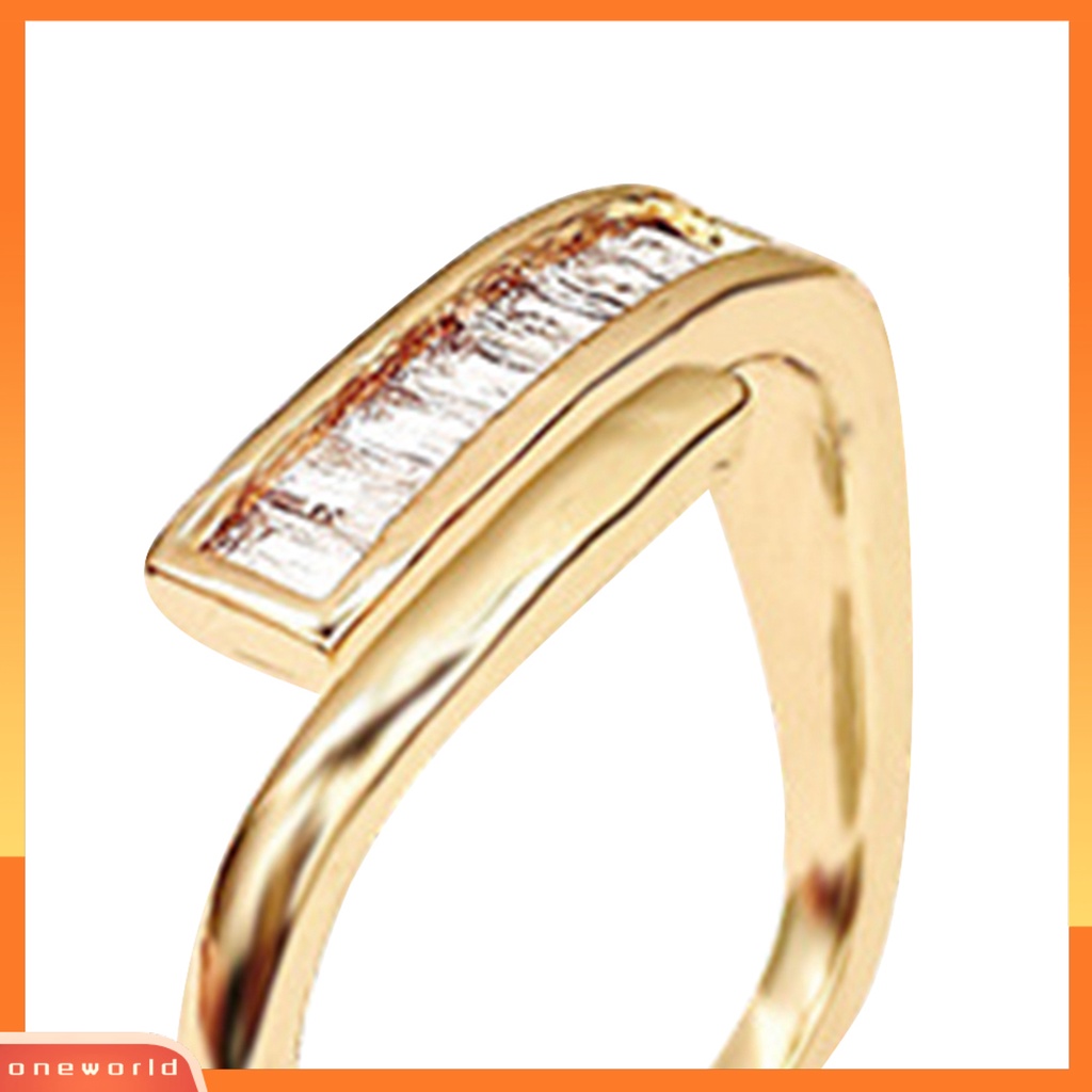 [EONE] Cincin Jari Double Layer Geometris Mengkilap Pembukaan Yang Dapat Disesuaikan Gaya Korea Tembaga Wanita Silver Finger Ring Pakaian Sehari-Hari
