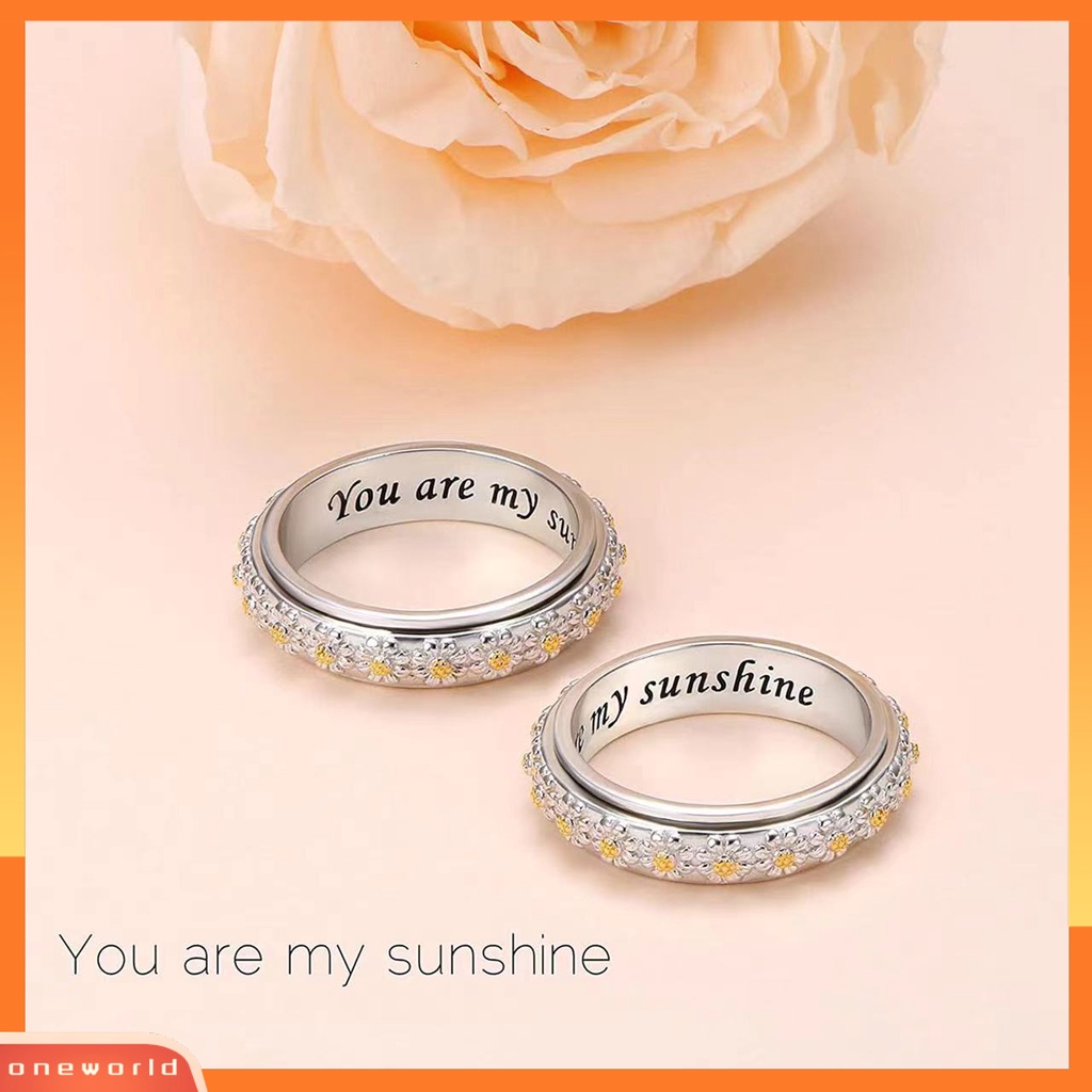 [EONE] Jari Cincin Indah Tahan Aus Yang Dapat Diputar Pola Geometris Retro Dekorasi Electroplating Bunga Diukir Buku Jari Cincin Perhiasan Fashion