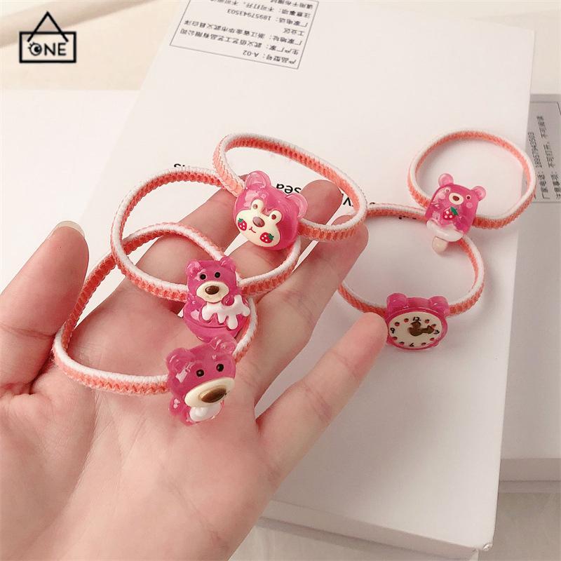 COD❤️Gelang Lotso Beruang Stroberi Tali Rambut Elastis Tinggi yang Lucu Tali Rambut Karet Kuncir Kuda Serbaguna Cincin Rambut Tahan Lama-A.one